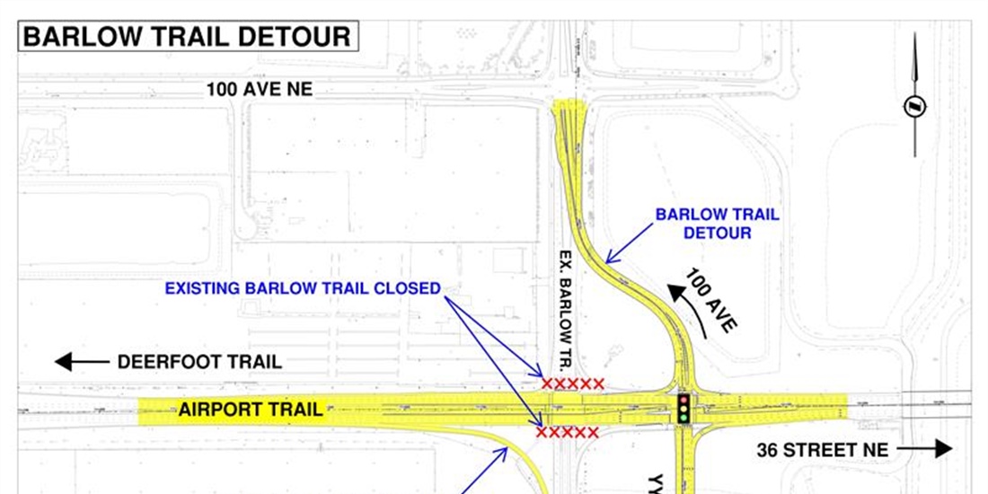 Major detour on Barlow Trail for interchanges project October 10