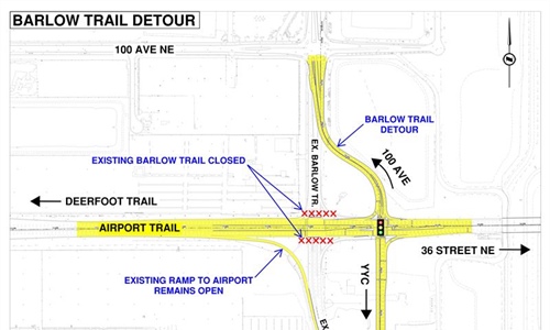 Major detour on Barlow Trail for interchanges project October 10