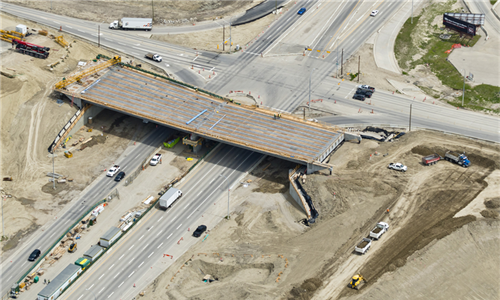 19 Street N.E. bridge over Airport Trail concrete pour June 25 - July 7